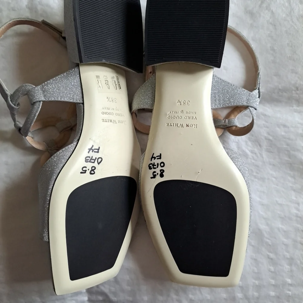 NWOB Ron White Beverly Glitter Fabric Slingback Sandals Size 38.5 8.5 $495